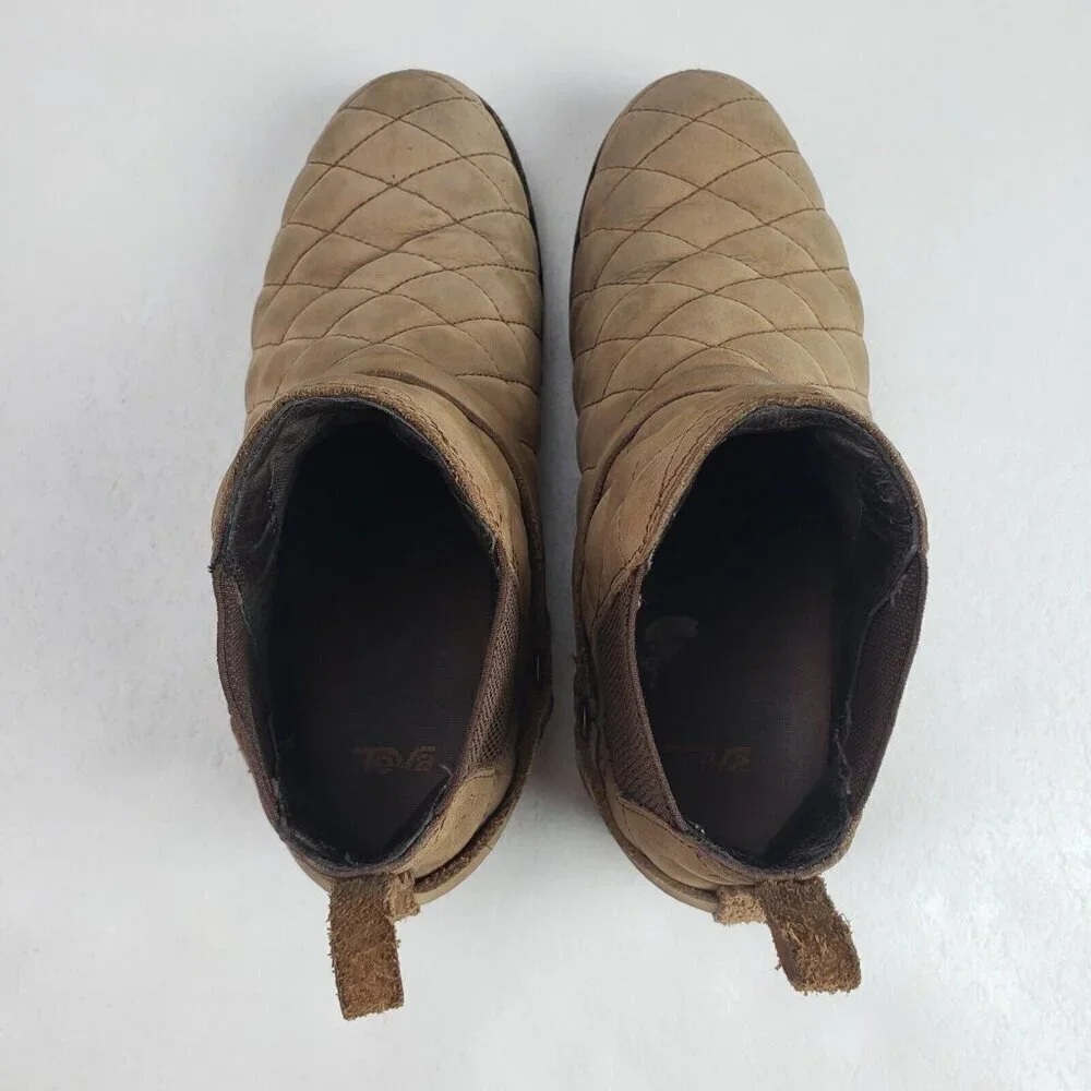 Teva de la Vina Dos Quilted Ankle Boot Womens 7.5 Brown Waterproof Leather